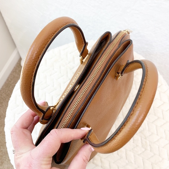 Michael Kors Maxine Medium Dome Satchel Pebbled Leather in Acorn - Picture 4 of 14